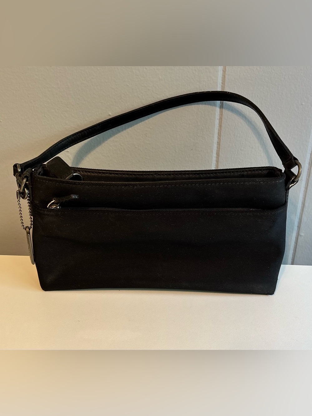 Coach Black Mini Shoulder Bag with Zip Detail